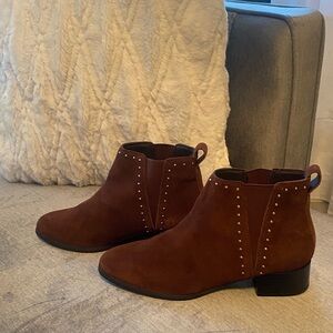 Isaac Mizrahi Brown Ankle Boots with Stud Accents